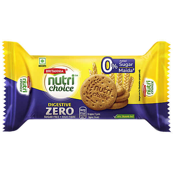 BRITANNIA NUTRI CHOICE DIGESTIVE ZERO SUGAR FREE 100G.