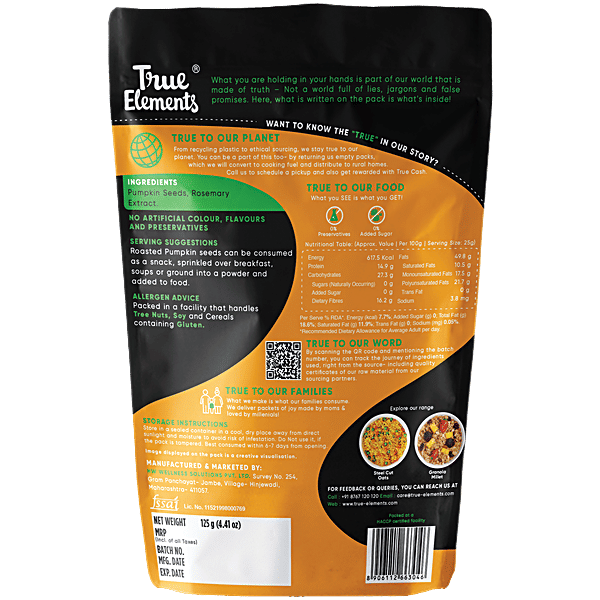 True Elements Roasted Pumpkin Seeds 100 g - Image 2