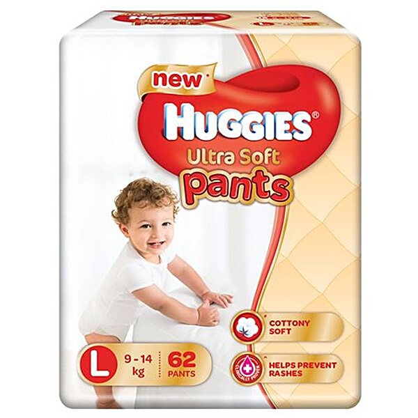Buy Huggies Ultra Soft Diaper Pants L, 9-14 kg, Cottony Soft