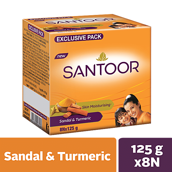 Santoor Skin Moisturizing Sandal Turmeric Bathing Soap, 125 g