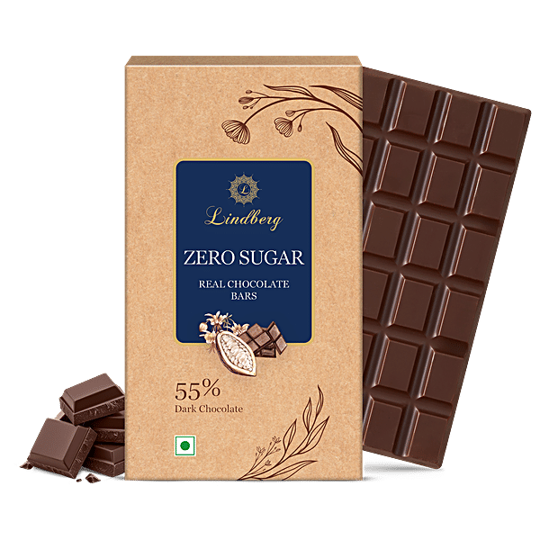 Buy Lindberg Zero Sugar Real Dark Chocolate Bar - 55% Cocoa Online