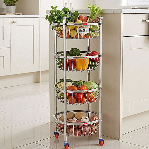 Buy Hazel Steel Kitchen Fruits and Vegetable Storage Rack/Trolley