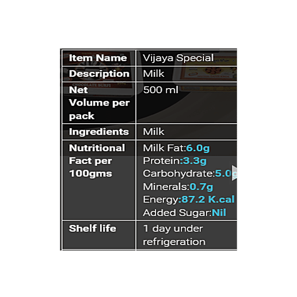 Buy Vijaya Special Milk - Pasteurised Full Cream Online at Best