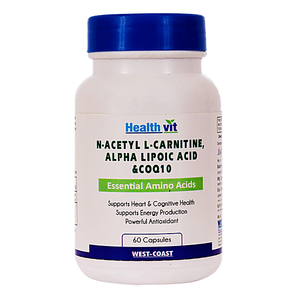 coenzyme q10 alpha lipoic acid l carnitine Buy Healthvit N-Acetyl L-Carnitine, Alpha Lipoic Acid & CoQ10 Capsules -  Essential Amino Acids Online at Best Price of Rs null