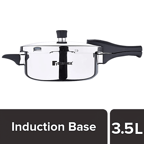 Bergner Argent Elements Tri-Ply Stainless Steel Outer Lid Pressure Cooker  Pan Induction Base, L
