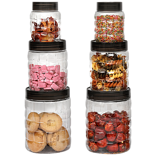 Buy Cello Plastic PET Canister Set Checkers, Clear Online at