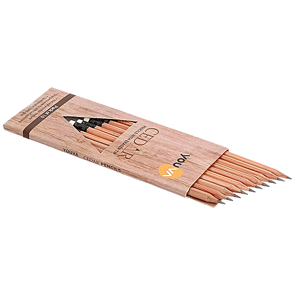 Buy Navneet Youva Cedar Pencils - With Eraser Tip, Natural Wooden