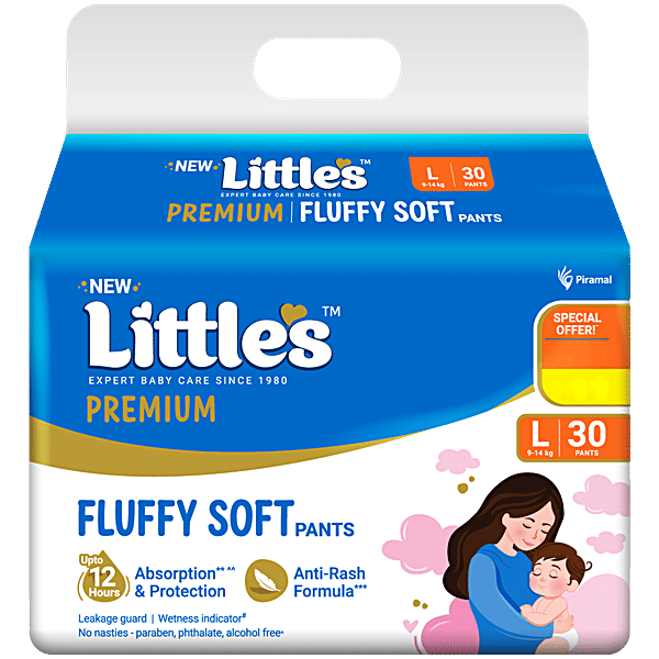 Buy Little's Premium Baby Fluffy Soft Diaper Pants L, 9-14 kg