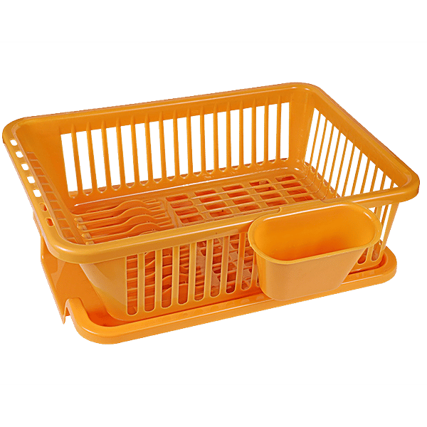 Floraware In Sink Dish Drying Rack/Washing Basket With Tray For  Utensils, Durable, Light Brown, pc