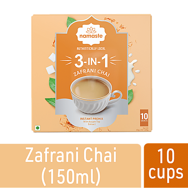 Buy Namaste Chai 3-In-1 Instant Tea Premix - Zaffrani Chai, Assam