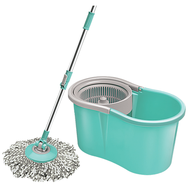 Ｍirablezero Buy Spotzero Mini Spin Mop - Plastic, Clip Lock Handle, 4 ft, Aqua