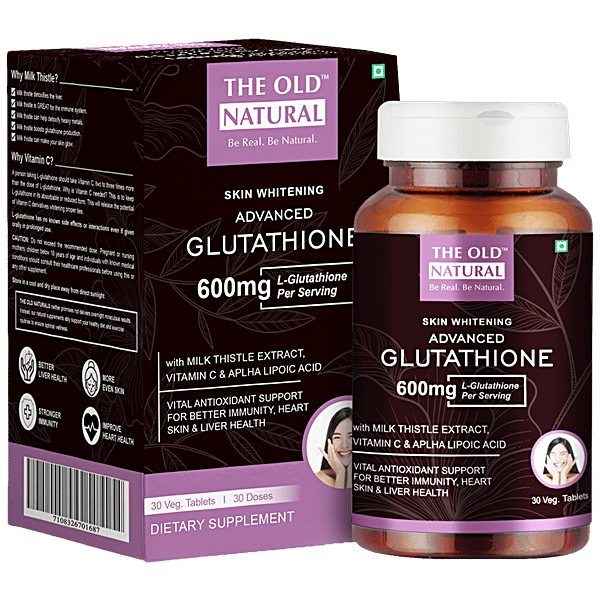 Buy The Old Natural Advance Glutathione 600 mg Tablets - Vitamin C & E,  Biotin, Grape Seed Extract, For Skin Glow Online at Best Price of Rs null