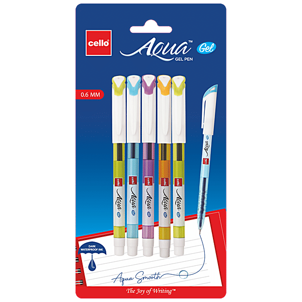 Buy BIC Cello Aqua Gel Pen For Smooth Writing, Blue Black