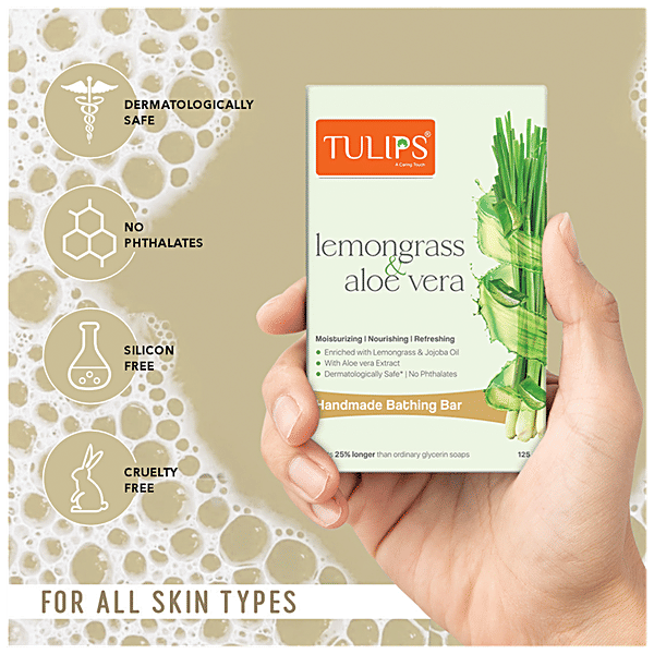 Buy Tulips Handmade Bathing Bar - Lemongrass & Aloe Vera, Moisturising,  Nourishing Online at Best Price of Rs 99 - bigbasket