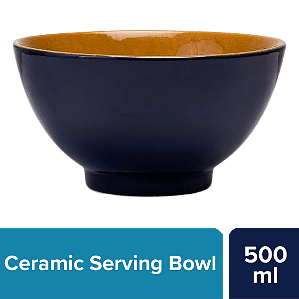bb home Earth Serving/ Mixing/ Salad/ Cereal Bowl Hand Crafted Ceramic,  Mystic Blue, 500 ml