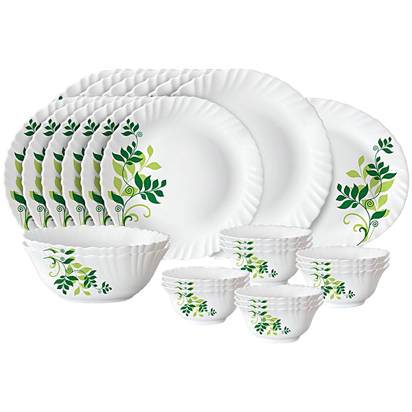 Buy Larah by Borosil Fern Fluted Series Opalware Dinner Set