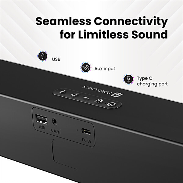 Portronics Decibel 23 16W Black Stereo Soundbar - Image 2