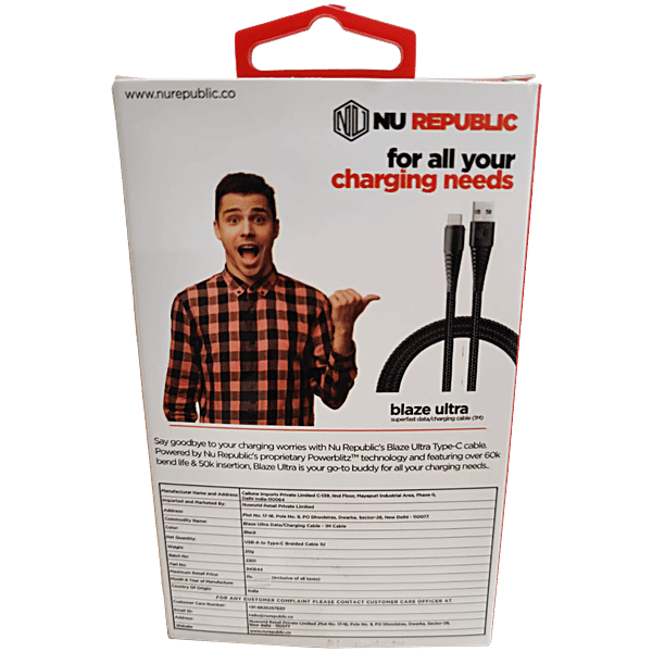 Buy Nu Republic Type A To Type C Blaze Ultra 3.5 Amp Fast Charging