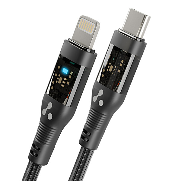 Ambrane Type-C To Lightning iPhone Cable, W Fast Charging, 480 Mbps  Data Sync Car AirPlay, LED Indicator, Black, pc