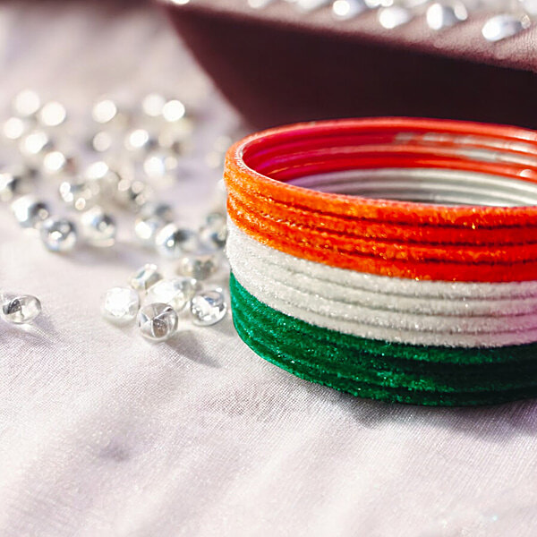 Buy House of Festivals Kids Tricolour Velvet Bangles Dozen