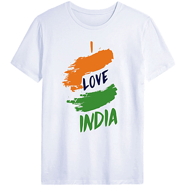 Buy Brodees T-Shirt Round Neck I Love India Theme Printed
