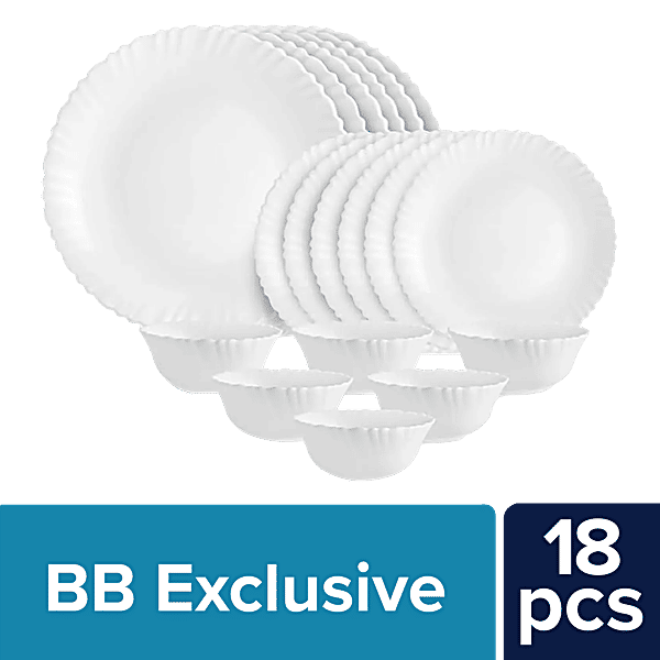 LaOpala Diva Classique Dinner Set Plain, White, 18 pcs