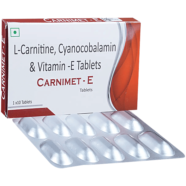 l carnitine medicine uses Buy Carnimet-E Tablet With L-Carnitine, Cyanocobalamin & Vitamin E Online  at Best Price of Rs 479