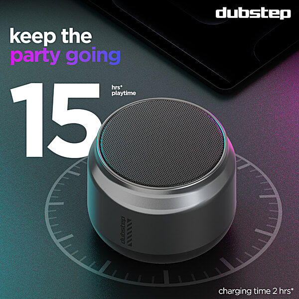 Dubstep Pop 600 Wireless Speaker, 15 Hrs, 6W, Grey - Image 4
