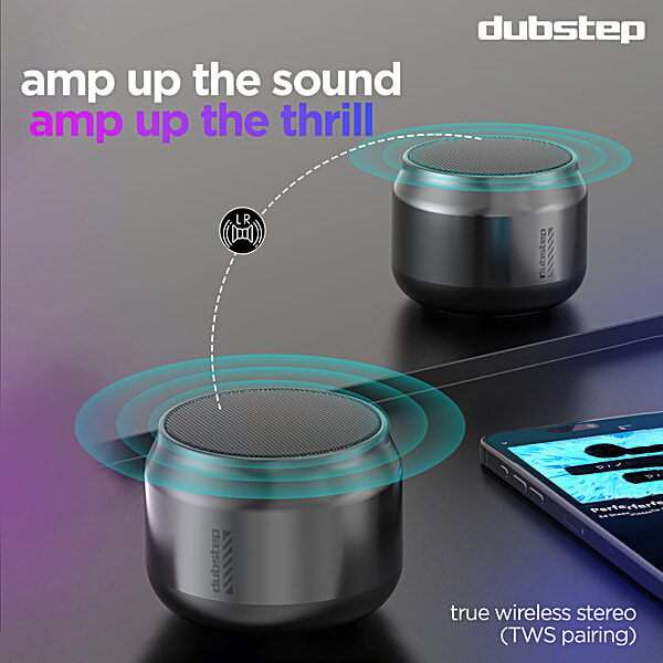 Dubstep Pop 600 Wireless Speaker, 15 Hrs, 6W, Grey - Image 5