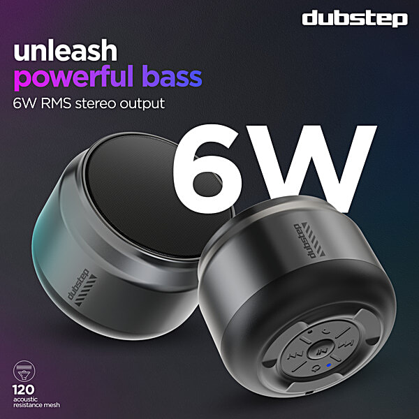 Dubstep Pop 600 Wireless Speaker, 15 Hrs, 6W, Grey - Image 8