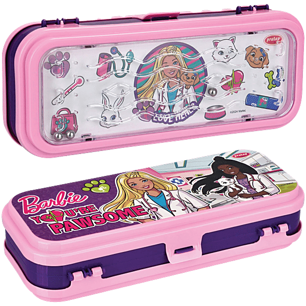 Buy Pratap Hy School Game Barbie Purple & Light Pink Pencil Box