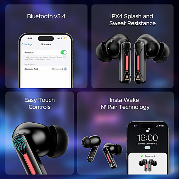 boAt Airdopes Drift TWS Earbuds - Black Sabre - Image 8
