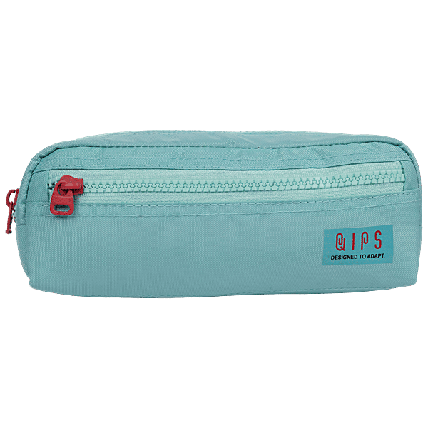 QIPS Dual Compartment Polyester Zip Closure Solid Pencil Bag Light Blue,  pc