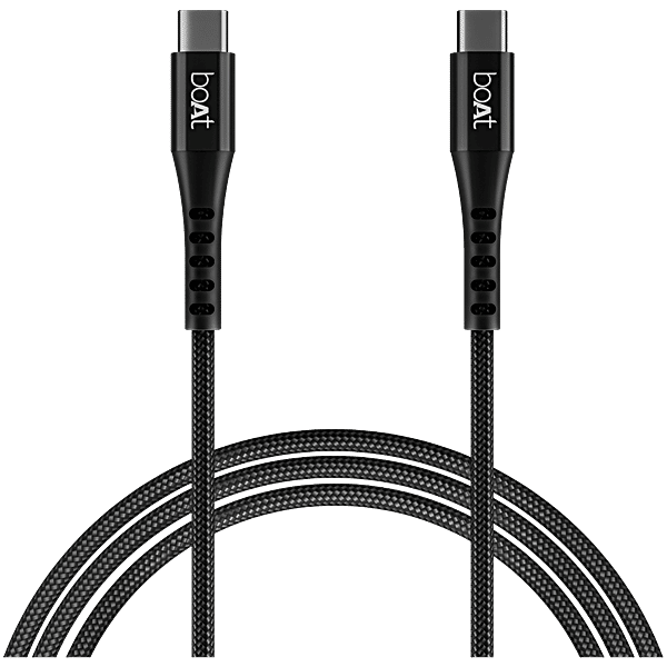 boAt Type-C C600 Sturdy Cable With 100W/5A Fast Charging, 10Gbps Data,  10,000+ Bends Length Black, pc