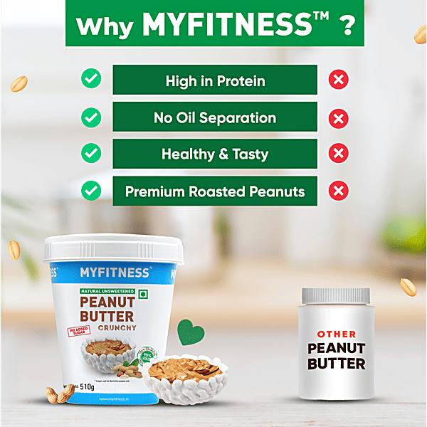 Myfitness Natural Unsweetened Peanut Butter Crunchy, 100 g - Image 8
