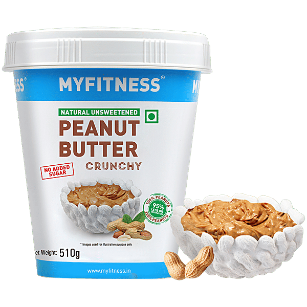 Myfitness Natural Unsweetened Peanut Butter Crunchy, 100 g - Image 1