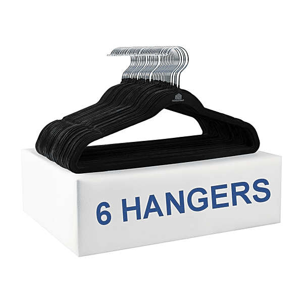 Homestrap Velvet Plastic Clothes Hanger Black, pcs