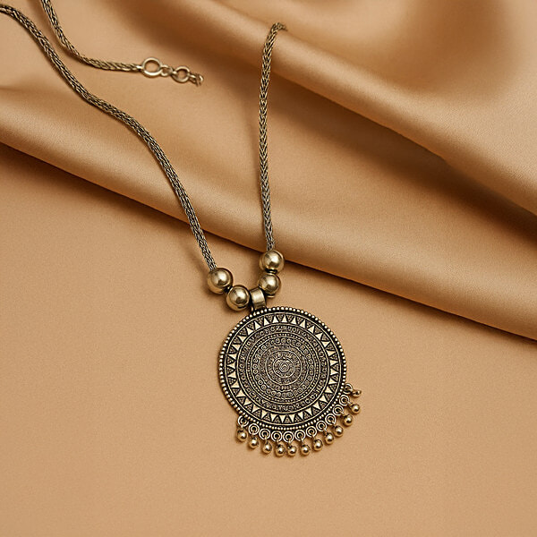 Buy Jewelz Oxidised Silver Tribal Pendant Necklace Online at Best
