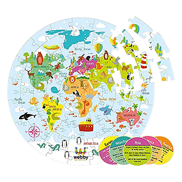 Buy Webby World Map Jigsaw Puzzle With 4 Double Sided Flashcards