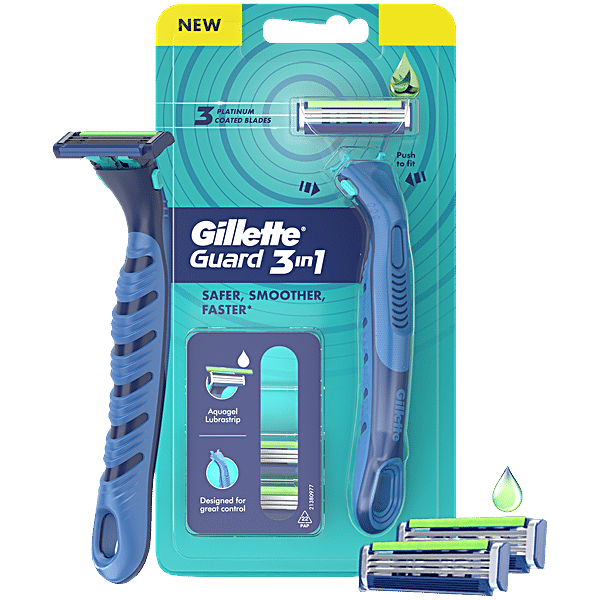 Gillette Guard 3 In 1 Shaving Razor + 2 Cartridges 1 Pieces - Image 1