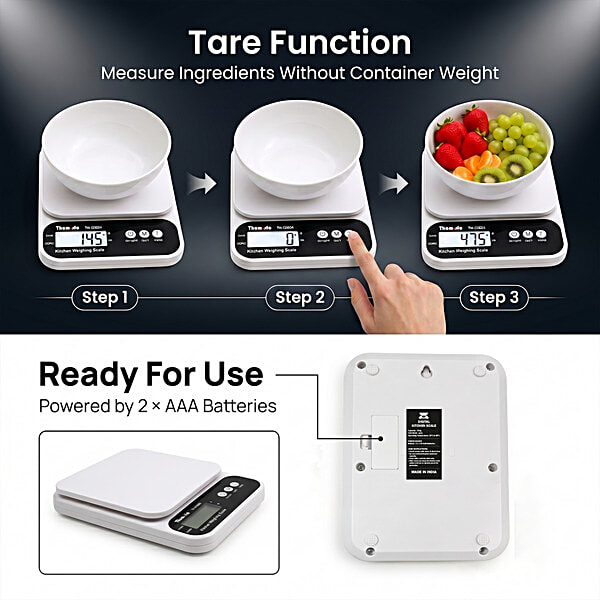 Themisto TH-WS04 Digital Kitchen Weighing Scale - White - Image 4