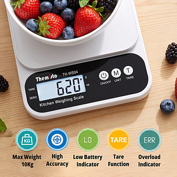 Themisto TH-WS04 Digital Kitchen Weighing Scale - White - Image 6