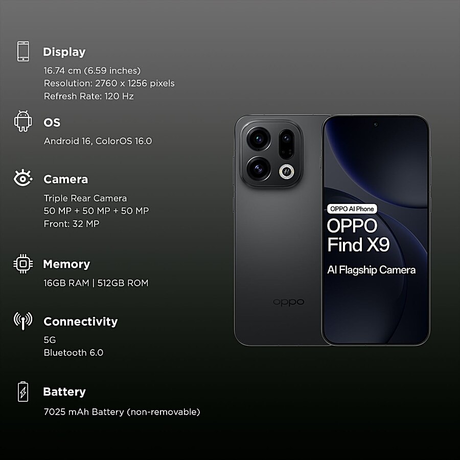 Buy Oppo oppo Find X9 5G (16GB RAM, 512GB, Space Black) Online at