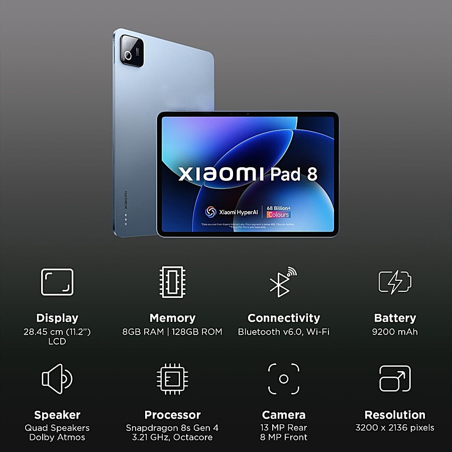 Buy Xiaomi Xiaomi Pad 8 Wi-Fi Android Tablet (11.2 Inch, 8GB RAM