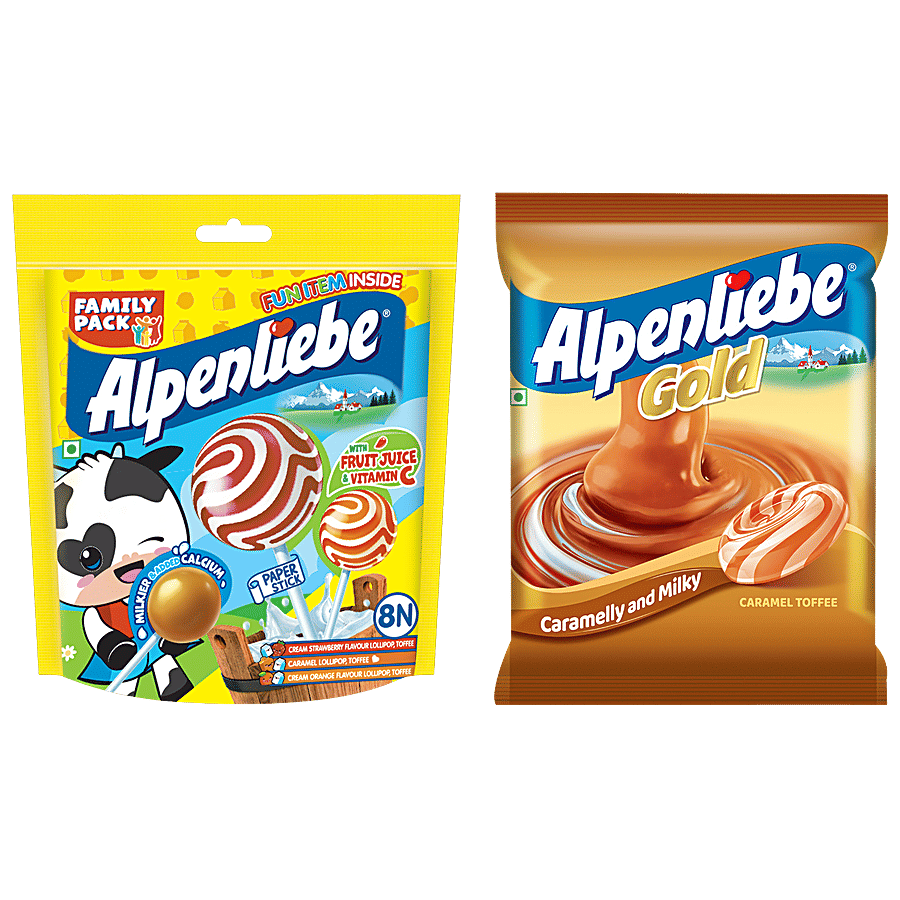 Buy Alpenliebe Gold Caramel Toffee, 297 g + Orange, Strawberry