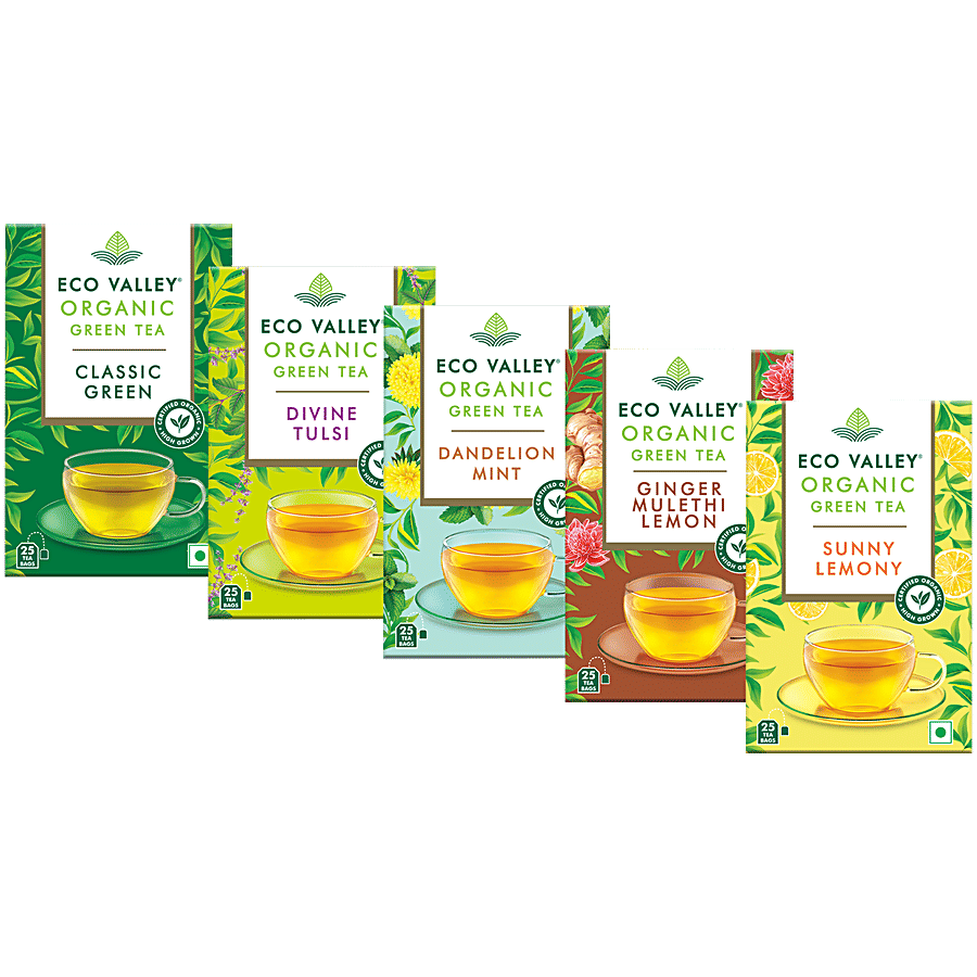 Buy Eco Valley Organic Green Tea - Classic+Tulsi+Ginger Mulethi