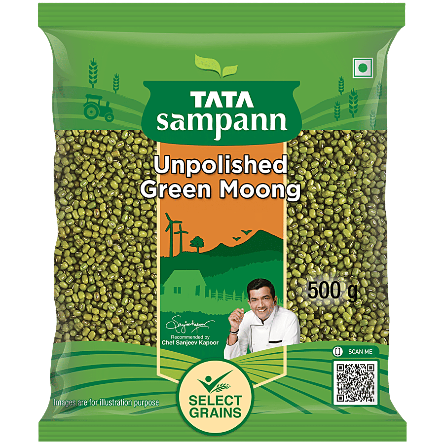 Tata Sampann Unpolished Green Moong - Whole - Split Lentils (Dal) on OZO Mart
