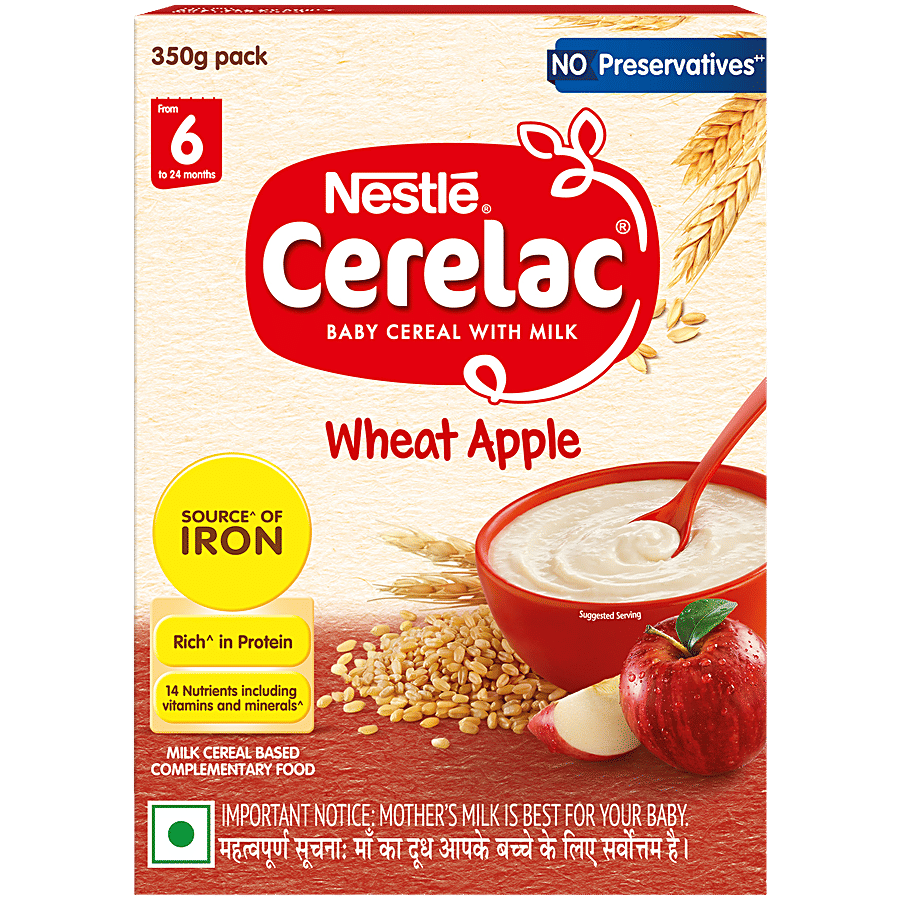 Nestle Cerelac Wheat Apple Baby Food Cereal - 6 To 24 Months Baby - Baby Formula on OZO Mart