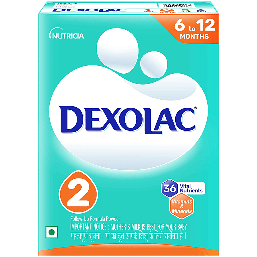 Dexolac Follow-up Formula Powder - Stage 2, After 6 Months, Contains Nutrients - Baby Formula on OZO Mart