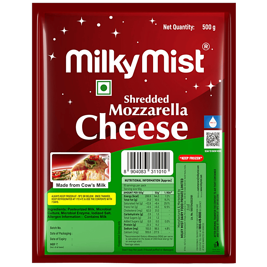 Buy Milky Mist Cheese Shredded Mozzarella 500 Gm Online At Best